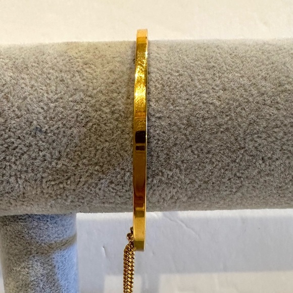 LDADPR Bracelet- Bangle w/ hinged open gold tone w/ clear & black rhinestones - Picture 12 of 15